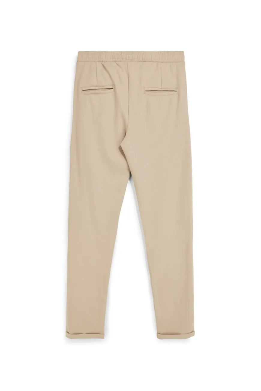 Pantaloni beige tessuto in morbida maglia piqué tasche laterali Pittarello tierra PT-M-T-9077