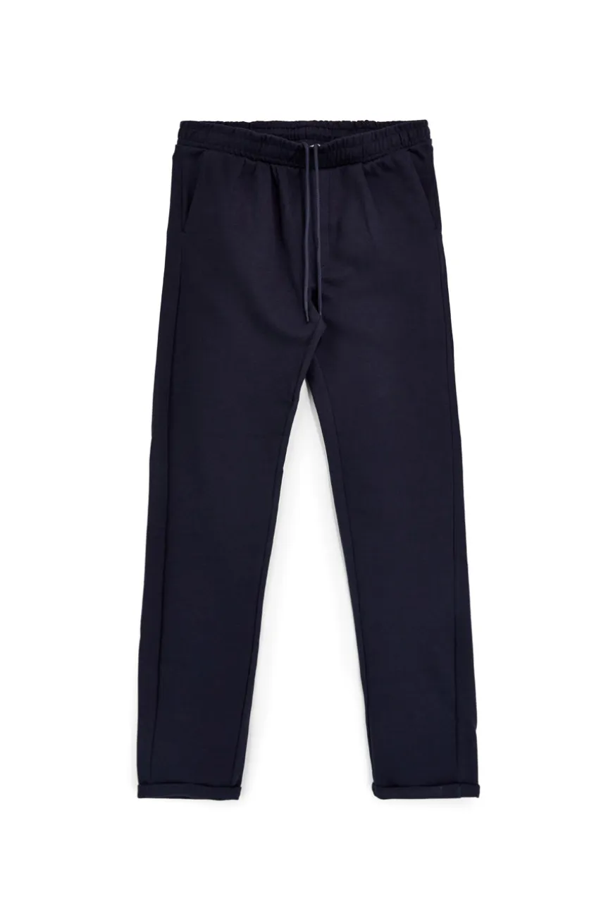 Pantaloni blu tessuto in morbida maglia piqué tinta unita Pittarello tierra PT-M-T-9078