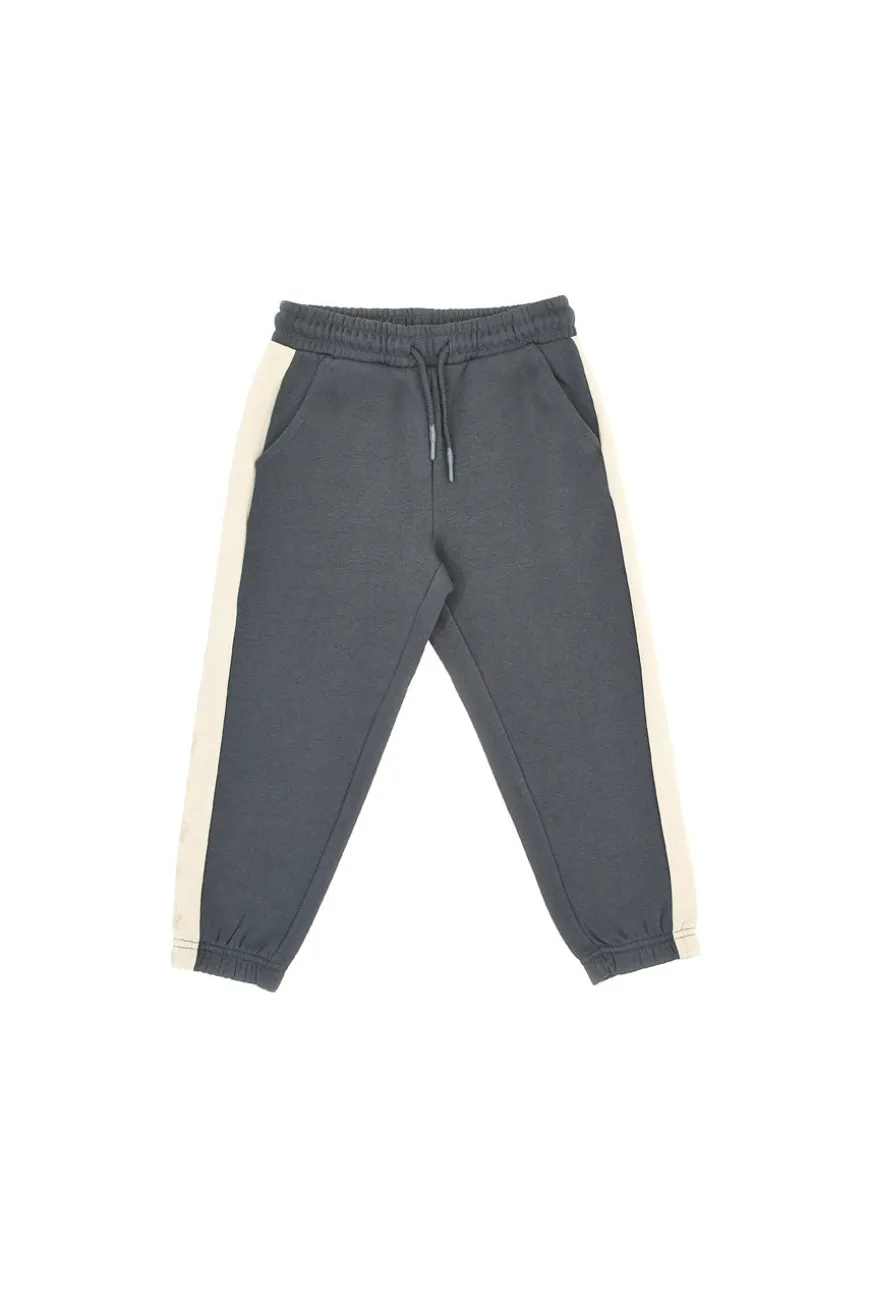 Pantaloni grigio antracite con bande laterali e stampa beige Pitt Kids PT-KP-8020