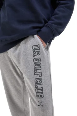 Pantaloni tuta grigi in cotone e poliestere con polsino alla caviglia U.S. Golf Club F105