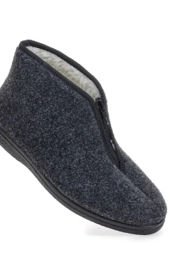 Pantofole antracite a stivaletto con zip e interno in pelo Jerpoint CA249