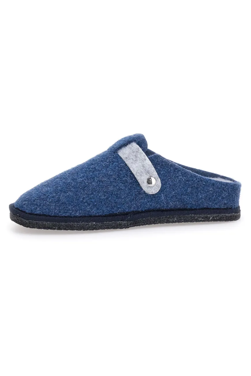 Pantofole Blu in Feltro con Fibbia e Plantare Estraibile Grazie 1