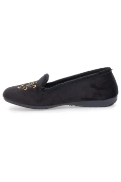 Pantofole Cibatte nere con ricamo dorato Superga S10U272
