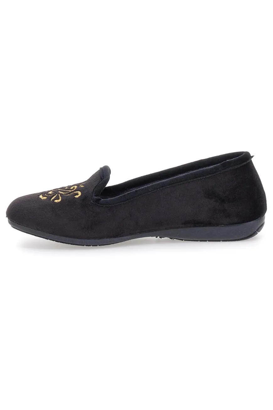 Pantofole Cibatte nere con ricamo dorato Superga S10U272