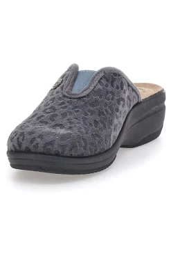 Pantofole grigie motivo animalier con sottopiede in pelle Inblu 16L