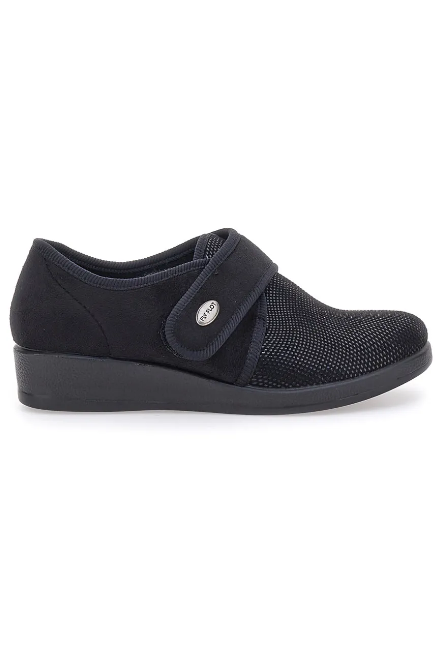 Pantofole nere chiuse con velcro FLY FLOT 38865