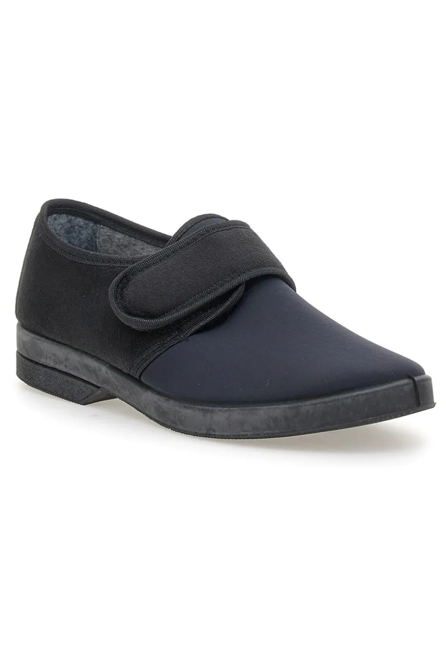 Pantofole nere con chiusura a strappo Antica pantofoleria 58