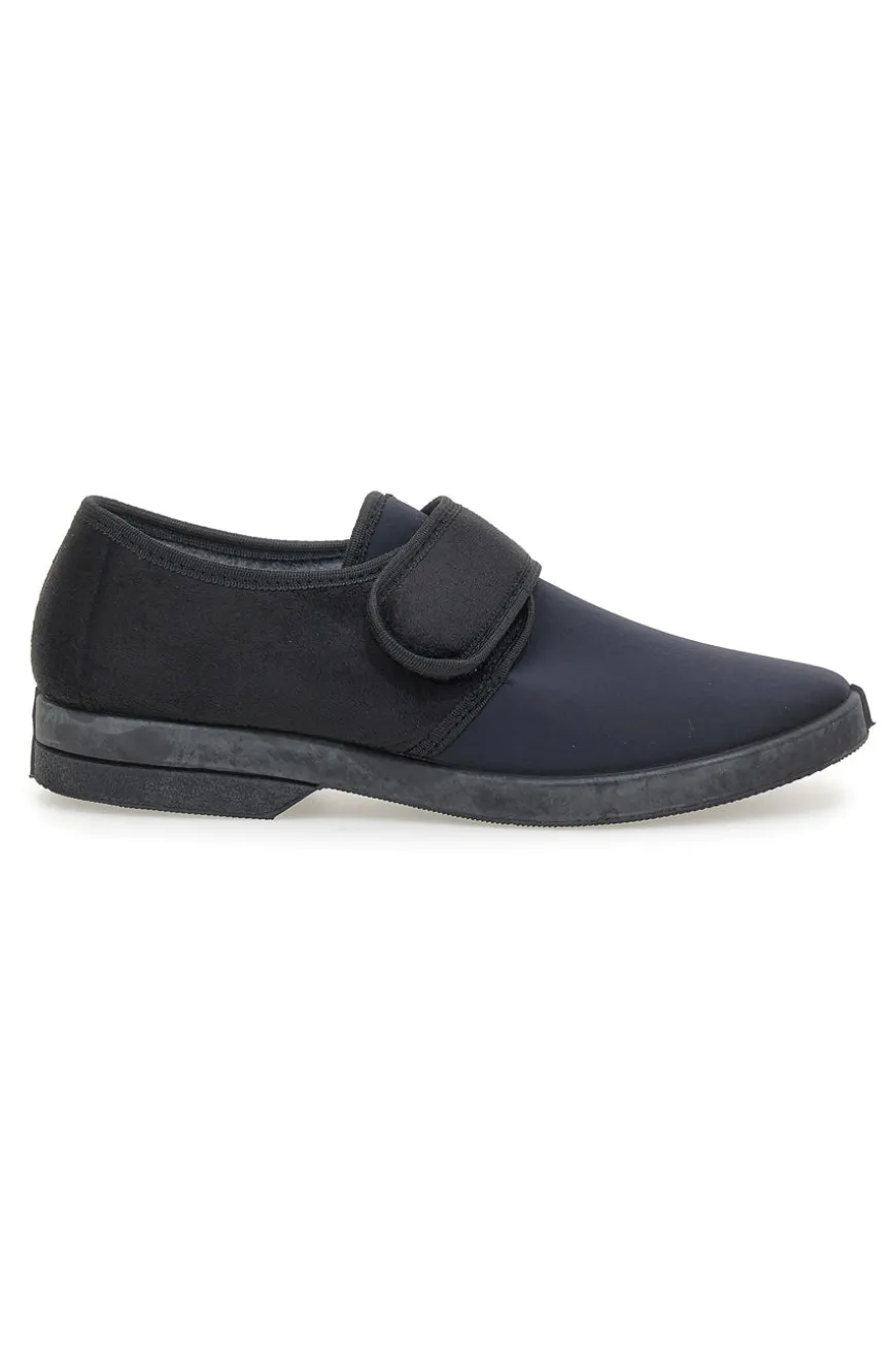 Pantofole nere con chiusura a strappo Antica pantofoleria 58