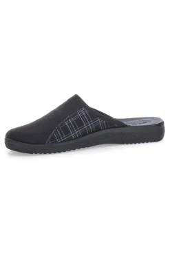Pantofole nere con inserti a quadri e plantare anatomico Inblu 17 DG