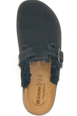 Pantofole nere con pelo interno e suola bianca INBLU 20 ct