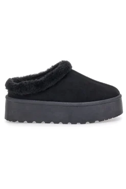 Pantofole Sabot nere con pelo con platform Pittarello Love PK1913A