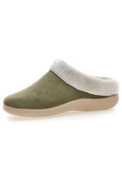 Pantofole verdi con bordo in pelo Dorea SE350