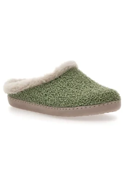 Pantofole verdi in tessuto effetto teddy con interno con pelo Gaia Mania GG549