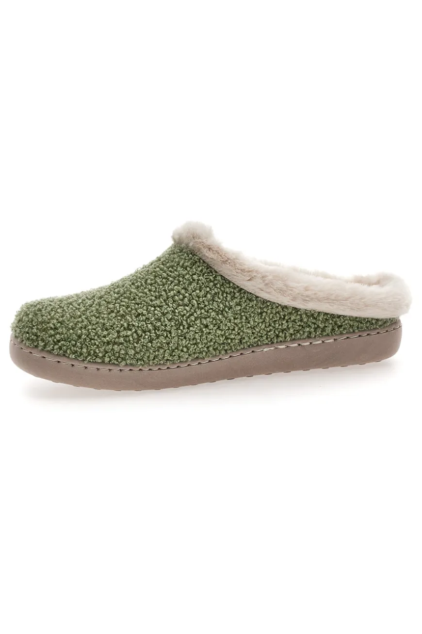 Pantofole verdi in tessuto effetto teddy con interno con pelo Gaia Mania GG549