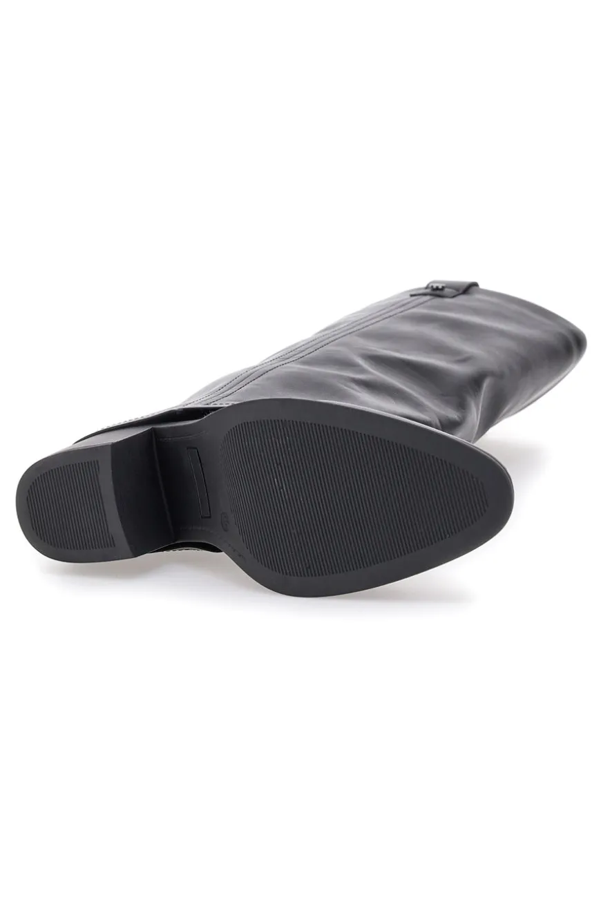 Pittarello Capsule BT24186024A schwarze Stiefel mit mittelhohem Absatz und quadratischer Zehenpartie