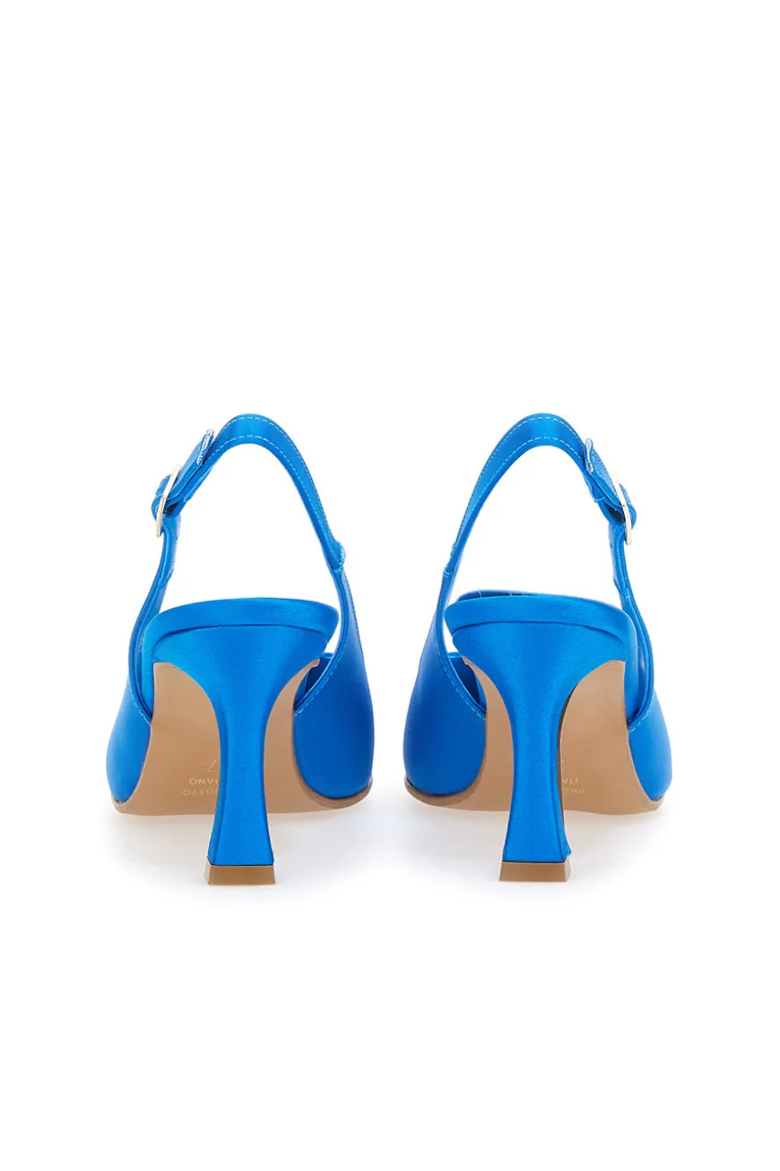 Pittarello Couture 148 Slingback-Pumps aus türkisfarbenem Satin