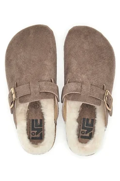 Pittarello Love 1071 Braune Hausschuhe mit Schnalle und Fellfutter