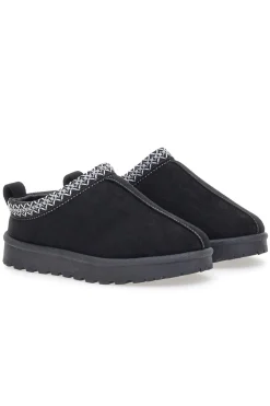 Pittarello Love PK1859C schwarze Hausschuhe mit verziertem Profil und Pelzinnenseite