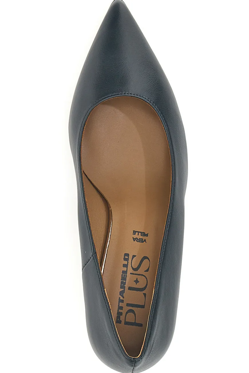 Pittarello Plus 555 Schwarze Pumps aus Leder mit mittlerem Absatz, hergestellt in Italien