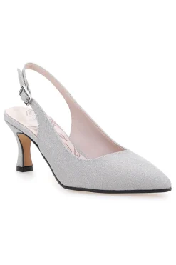 Pittarello Romantic 54366 silberne Glitzer-Slingback-Pumps