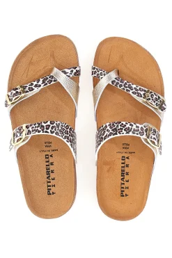 PITTARELLO TIERRA 335A312SR Platin Flip-Flop-Hausschuhe mit Fußriemen