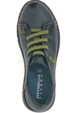 Pittarello Tierra 11613 schwarze Lederschuhe mit kontrastierenden Schnürsenkeln