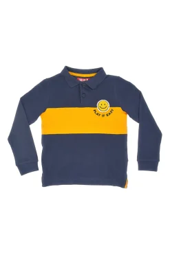 PITT KIDS Blaues und gelbes Langarm-Poloshirt 6031