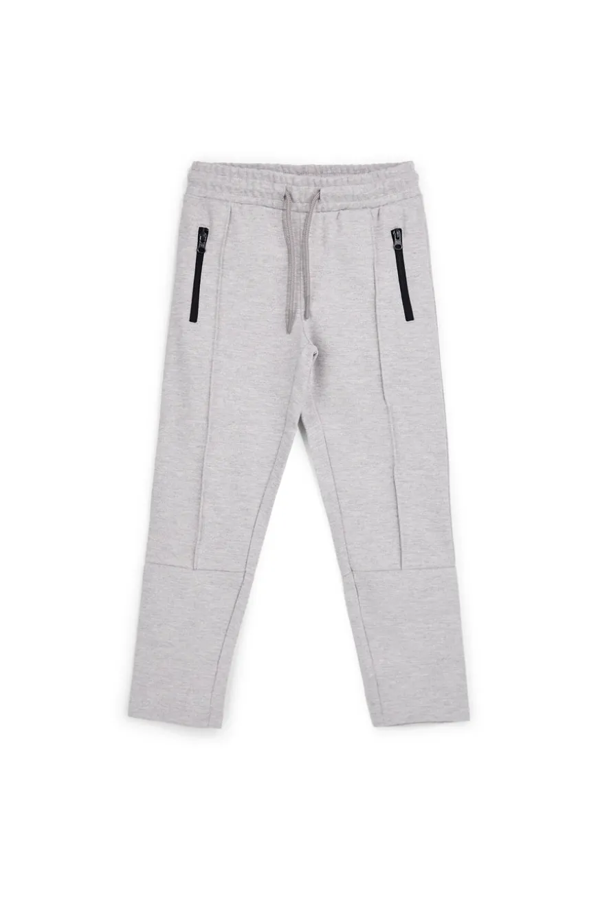 Pitt Kinder Hose grau mit Kordelzug und Reißverschluss Pt-b-p-9054