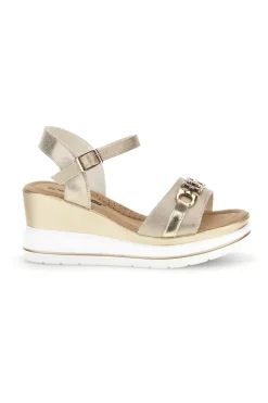 Platin-Sandalen mit Keil und Zierkette Energy E425