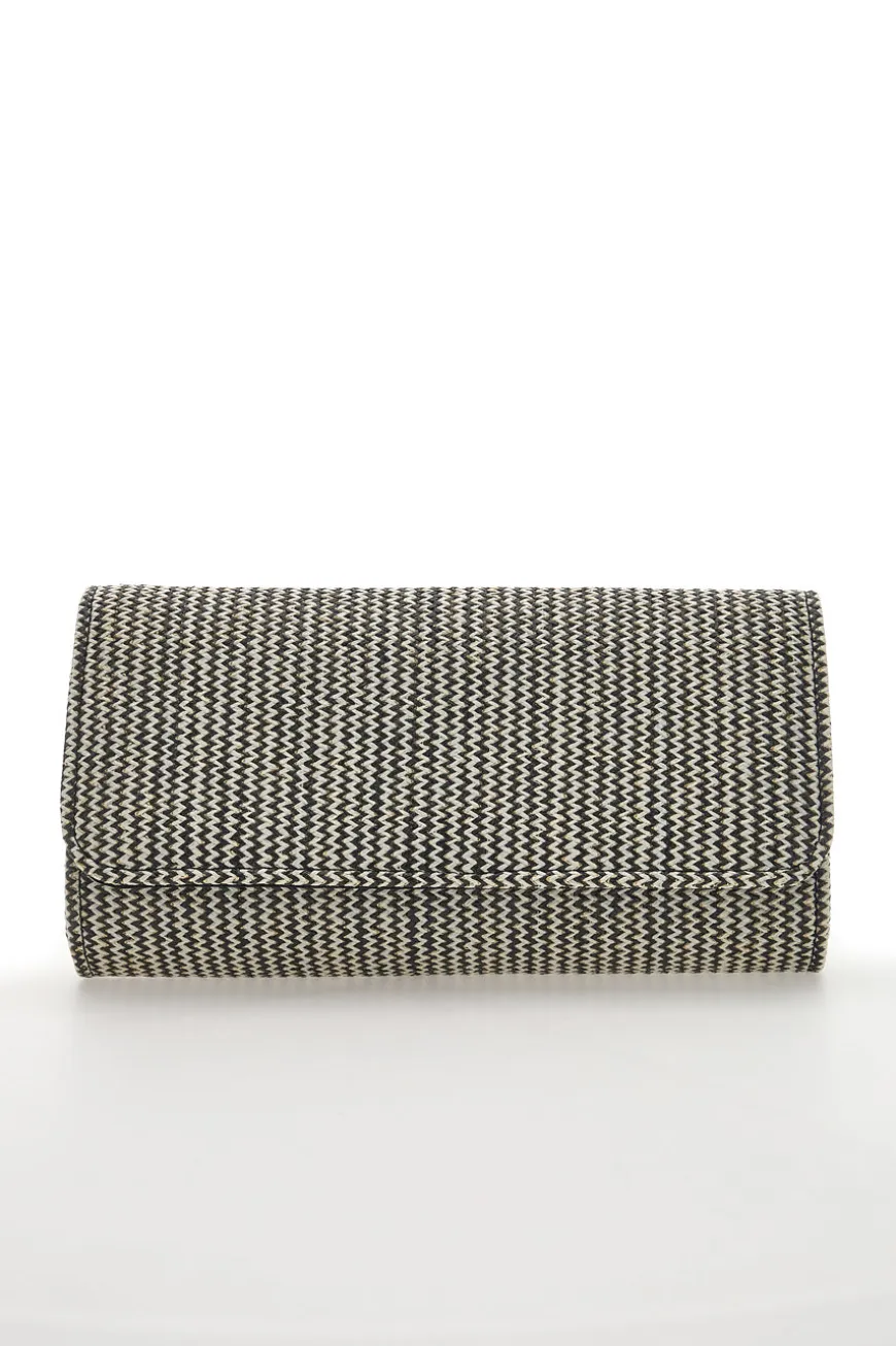 Pochette Effetto Paglia Intrecciata Bianca e Nera COVERI COLLECTION 0149-H