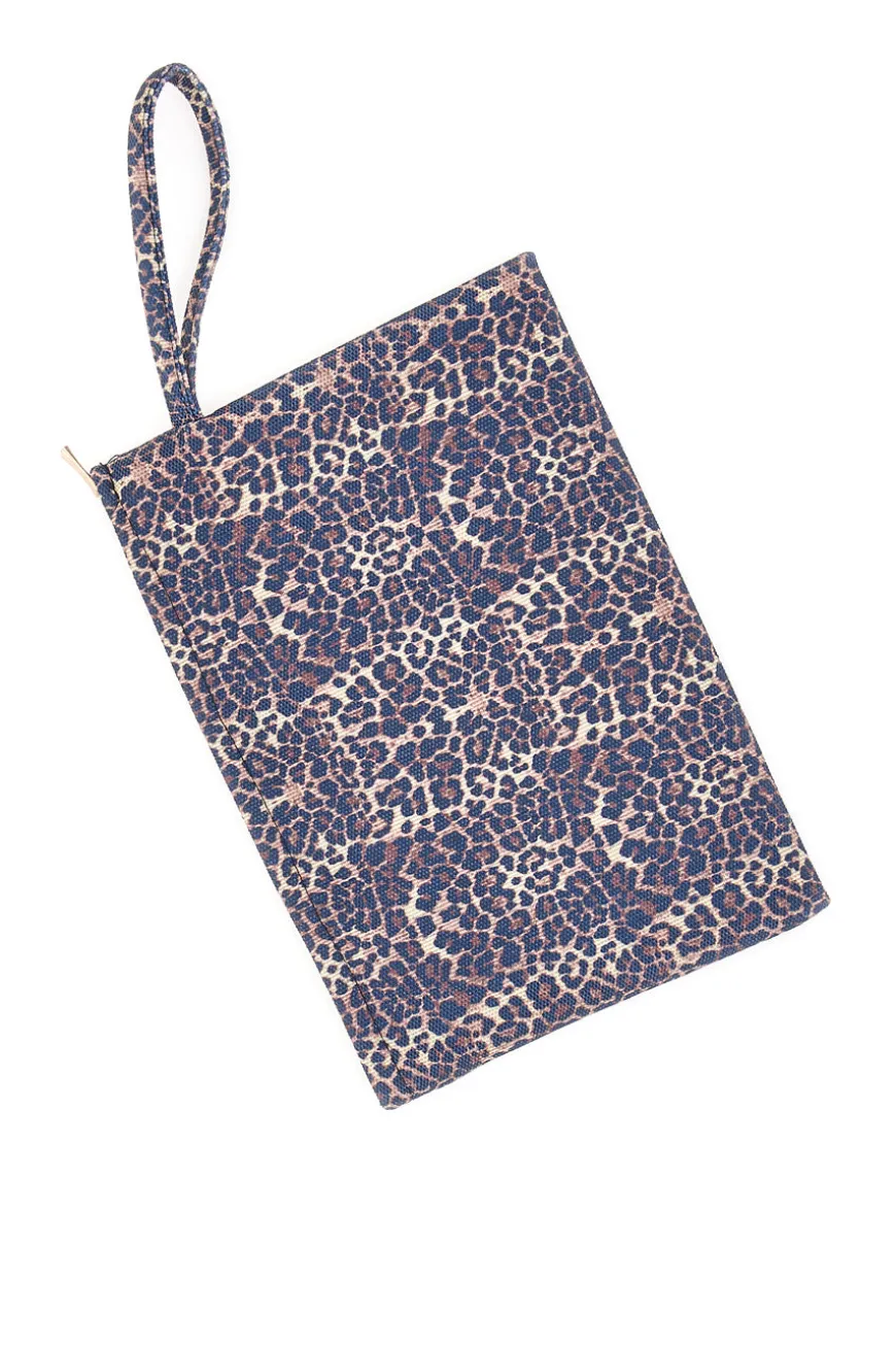 Pochette leopardata blu con stampa animalier Basile CLASSBA23633