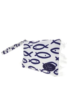 Pochette Mare Bianca con Stampa Pesci Selun beach SUI 261021