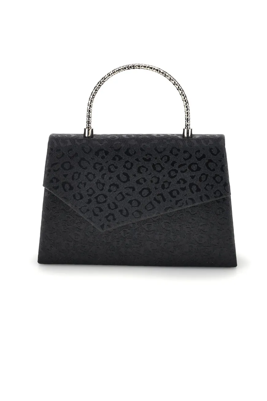 Pochette nera con texture all over e catena Nbg SERA/3488