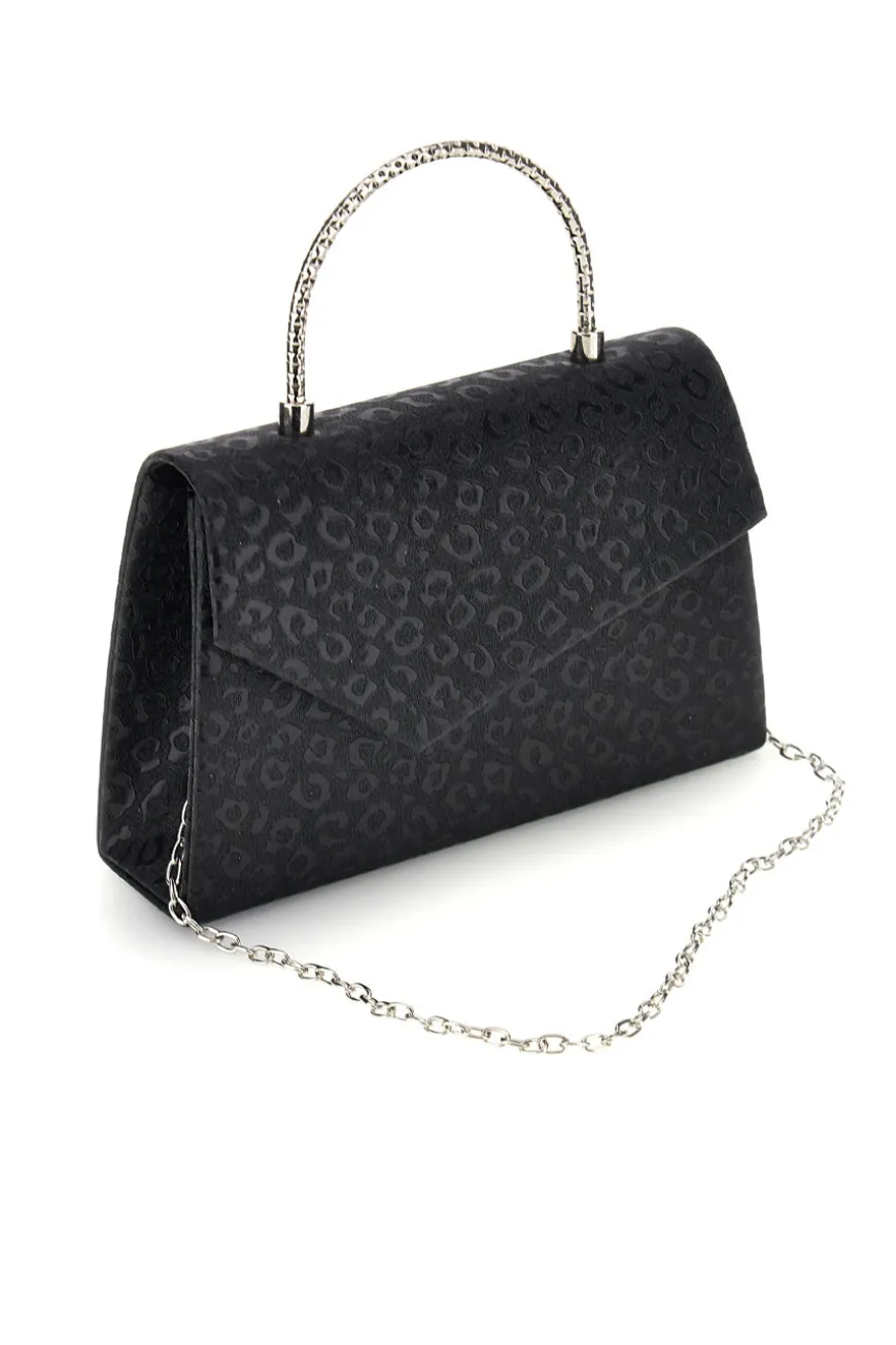 Pochette nera con texture all over e catena Nbg SERA/3488