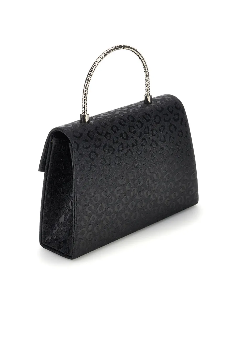 Pochette nera con texture all over e catena Nbg SERA/3488
