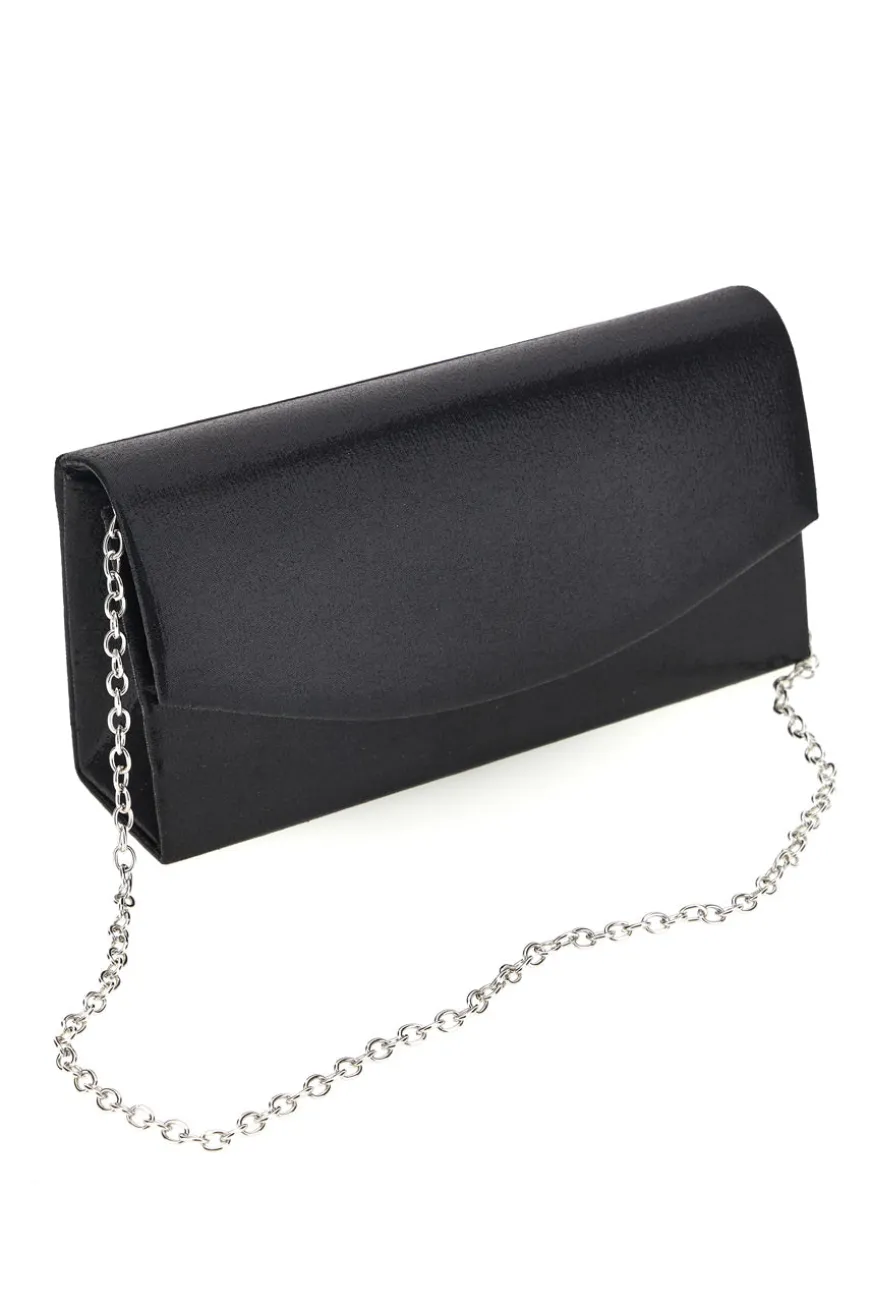 Pochette Nera in Raso con Tracolla a Catena Coveri Sera 099 7