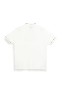 Polo Bianca con Collo Coreana e Profili Beige U.S.Grand Polo US61506M