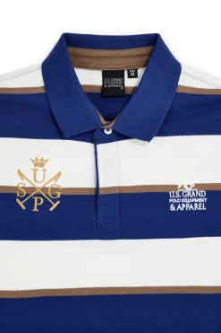 Polo blu e bianca a righe 100% cotone U.s. grand polo US61515M