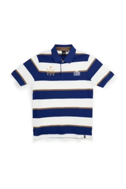 Polo blu e bianca a righe 100% cotone U.s. grand polo US61515M