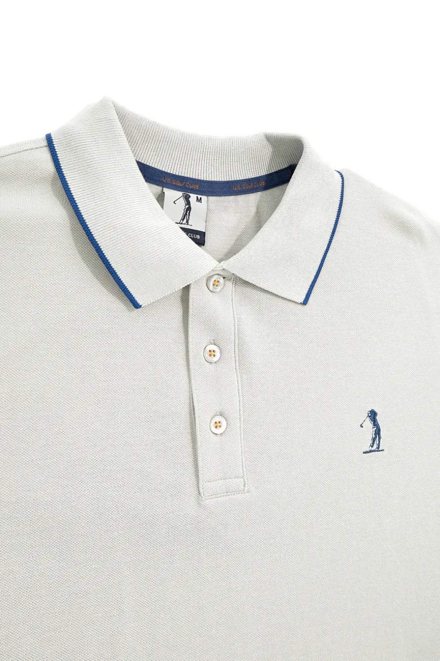 Polo Grigia con profili a contrasto e logo ricamato Us golf PO2002