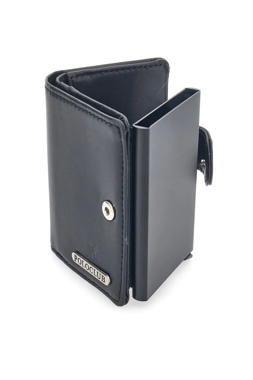 Porta Carte Nero Con Schermatura Anti-Smagnetizzazione Card 20 Polo Club