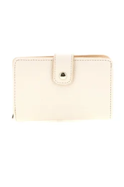 Portafoglio Compatto Bianco Panna con Logo Dorato Enrico coveri EC26S-502-008