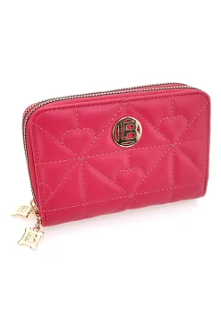 Portafoglio fucsia con impunture a cuore e doppia zip Laura Biagiotti LB25W-502-006