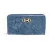 Portafoglio Lungo Blu con Texture Floreale e Zip Laura biagiotti LB26S-506-67