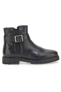 Prima Riga A04GAUDI Schwarze Stiefeletten mit seitlicher Schnalle