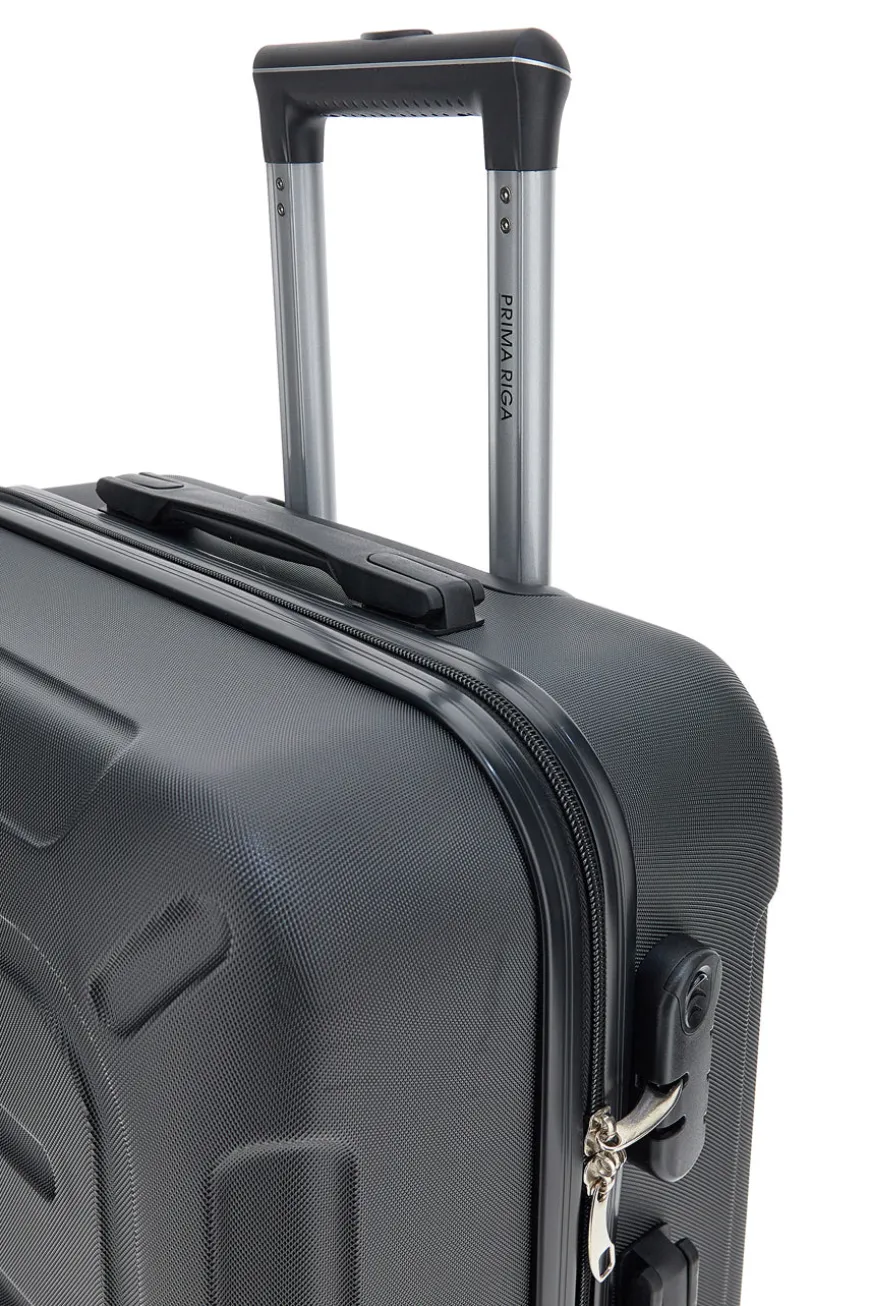 Prima Riga PR161/M Mittlerer schwarzer Hartschalen-Trolley mit Schwenkrädern