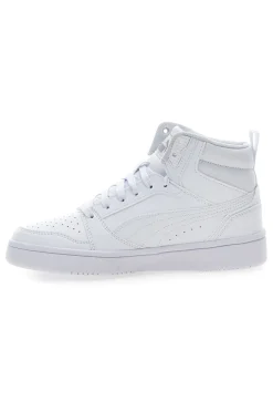 Puma – Rebound V6 Mid Jr – Halbhohe Sneakers mit perforiertem Obermaterial in Weiß