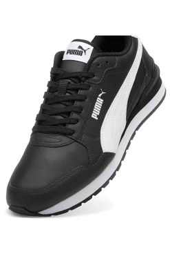 Puma ST Runner v4 L – Schwarze Ledersneaker mit weißem Logo