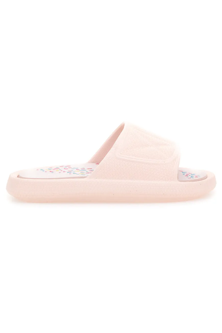 Rosa Gummi-Slipper mit breitem, verziertem Fußbett 2T2L 1055