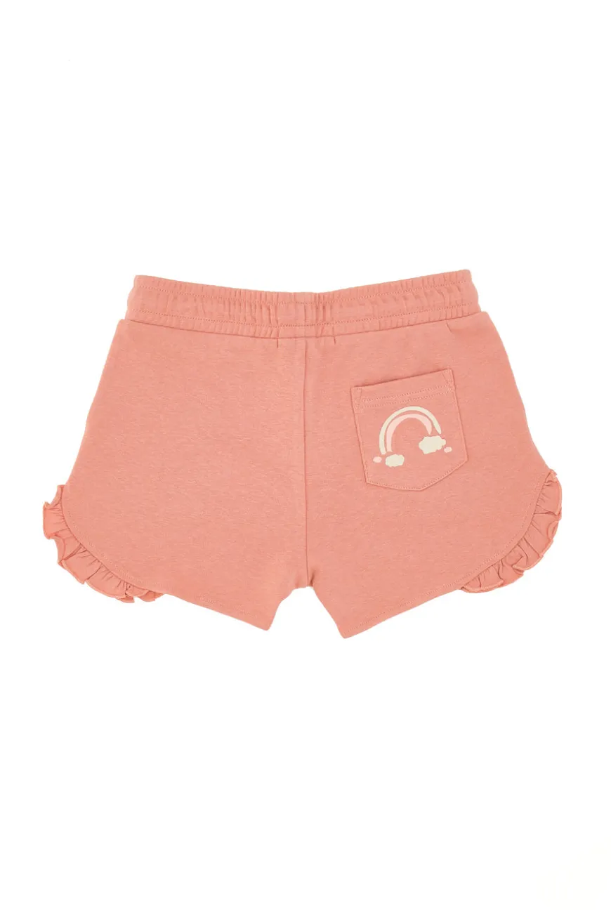 Rosa Shorts mit Rüschen und Aufdruck Pitt Kids PT-G-SP-05085